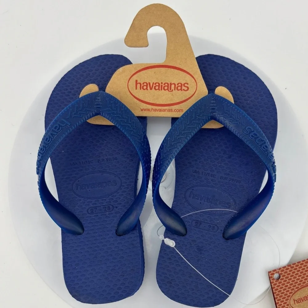 HAVAIANAS Kids Flip Flop Bundle 2 Pair NEW Thong Shoe Blue Beach Toddler 9 11 12